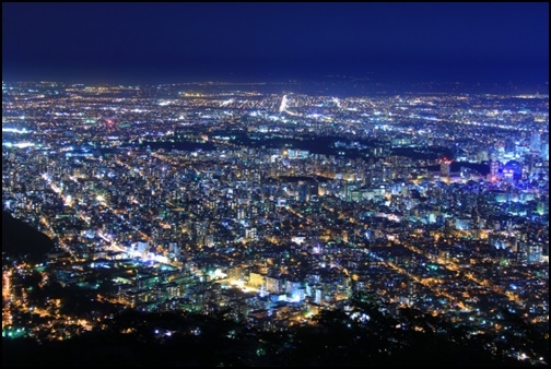 藻岩山から見た札幌の夜景の画像